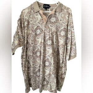 Vintage Jack Nicklaus Cotton Golf Polo Shirt Mens Size XL Beige Paisley